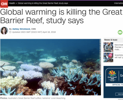 Global warming is killing the Great Barrier Reef, study says - CNN