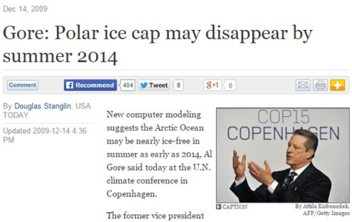Gore- Polar ice cap may disappear by summer 2014 | USA TODAY