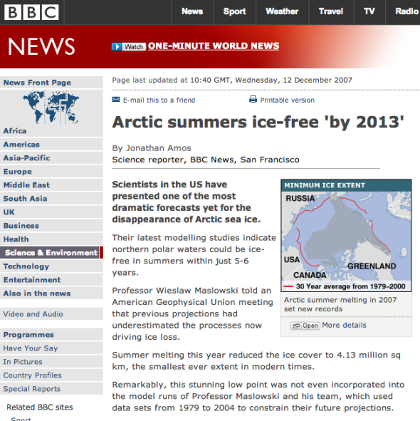 bbc news | science:nature | arctic summers ice-free ‘by 2013_